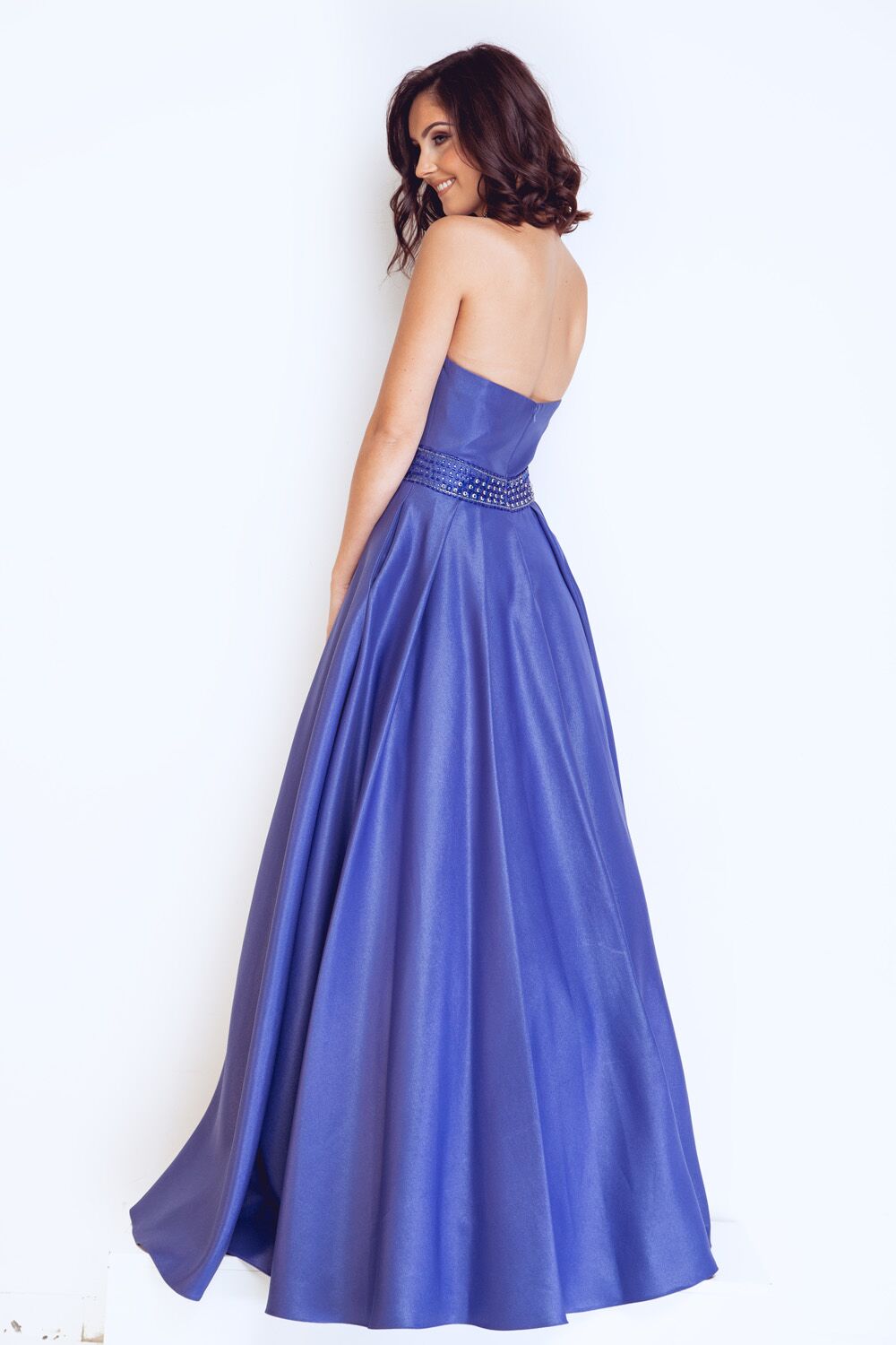red backless ball gown