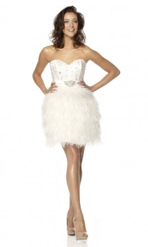 Classy mini prom dress with a bandeau bodice. Prom Dress