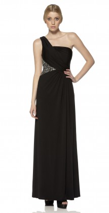 Asymmetric shoulder evening dress in jersey. Evening Dress