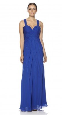Chiffon evening dress with a plunging sweetheart neckline. Evening Dress