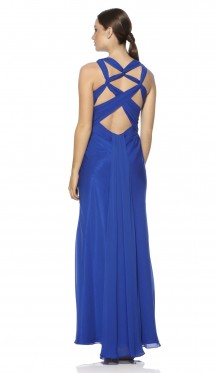 Low, criss-cross back chiffon evening dress Prom Dress