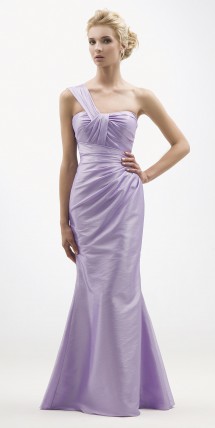 One shoulder fluted taffeta evening dress. Evening Dress