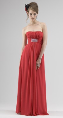 Strapless Grecian style chiffon evening or bridesmaid dress. Evening Dress