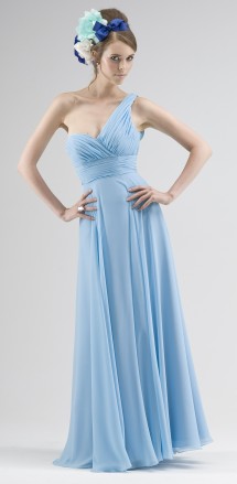 One-shoulder chiffon evening, bridesmaid or prom dress. Evening Dress