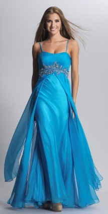 Floaty chiffon evening gown with silver detailed empire line Evening Dress