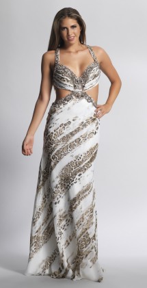 Animal print evening gown with low, strappy back Evening Dress