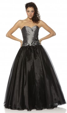 Strapless taffeta & organza full skirted prom dress Prom Dress