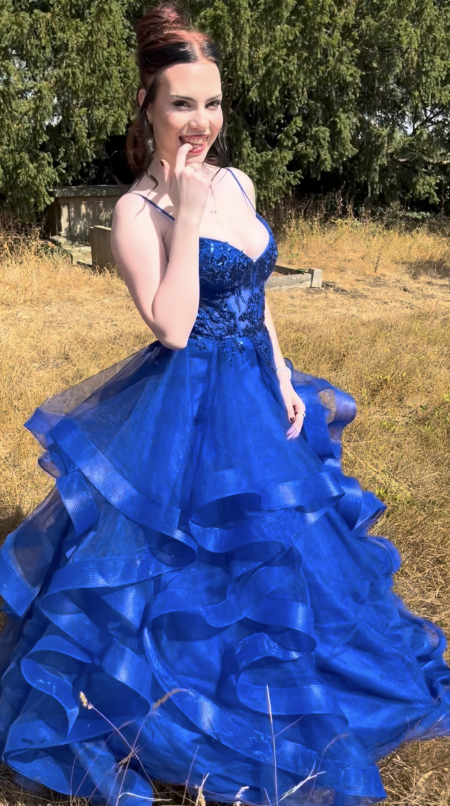Ruffled Prom Dress with Beaded Bodice
