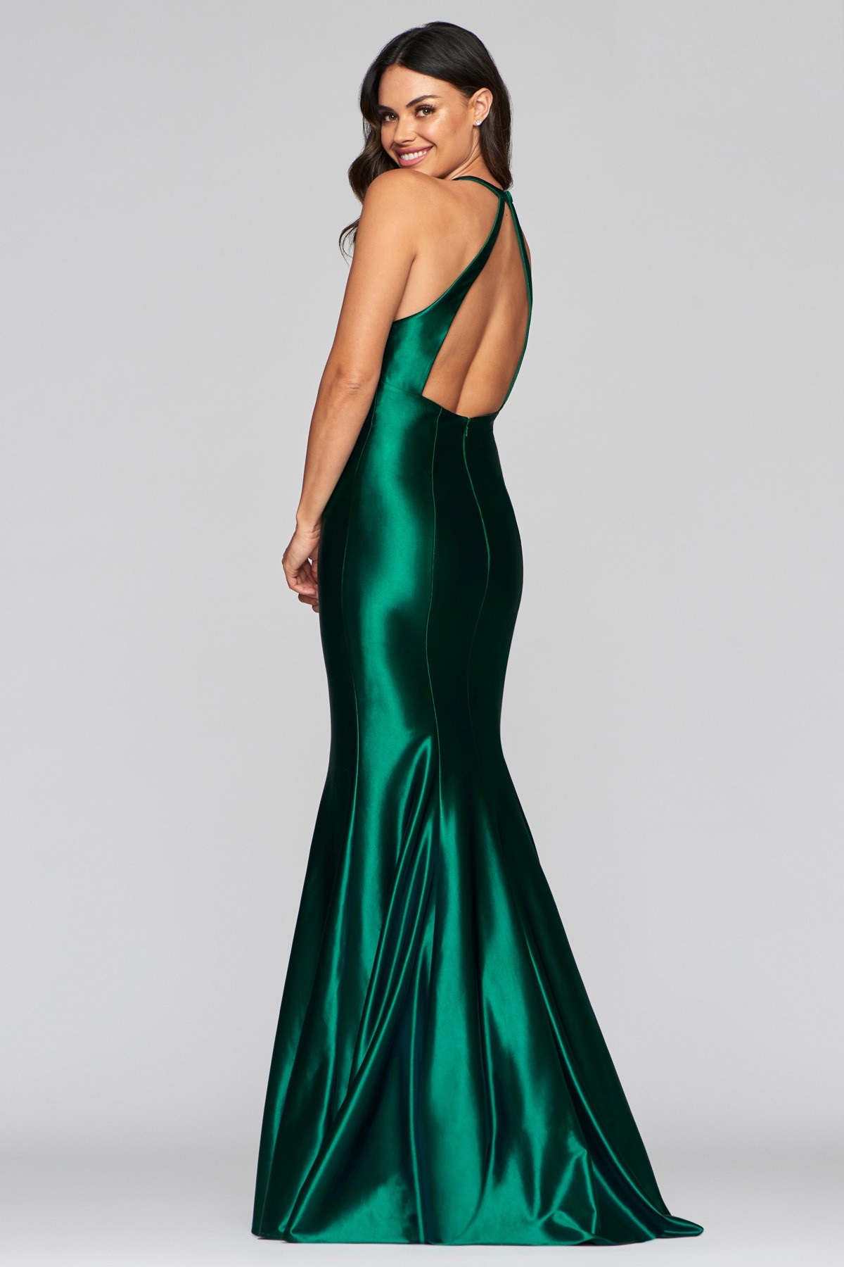 evening gown with plunging neckline